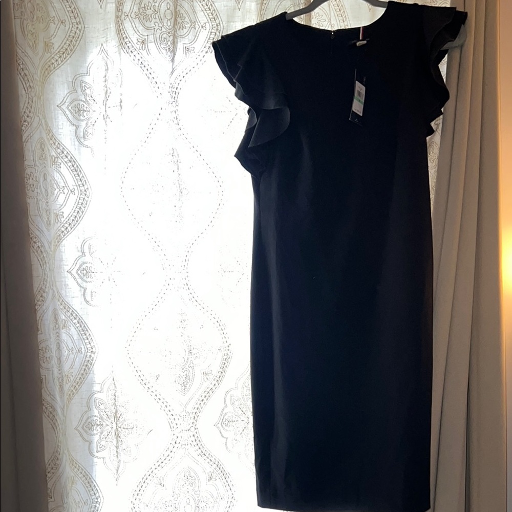 Elegant Black Ruffle Sleeve Dress